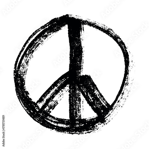 Hand drawn peace sign No war symbol Hippie clipart in doodle style Single element for print, web, design, decor