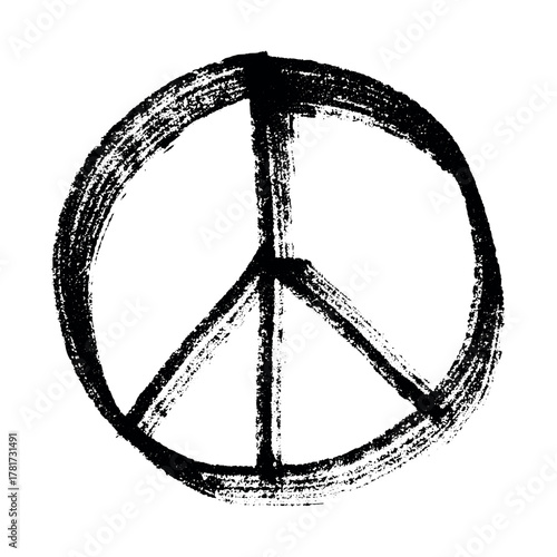 Hand drawn peace sign No war symbol Hippie clipart in doodle style Single element for print, web, design, decor