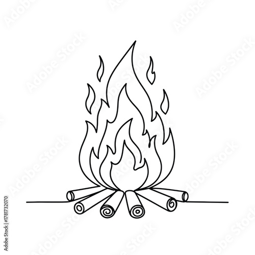 Campfire drawing simple line art tutorial