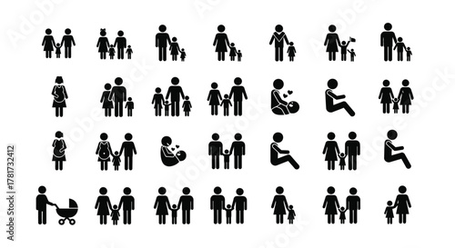 Family icons people silhouettes symbols