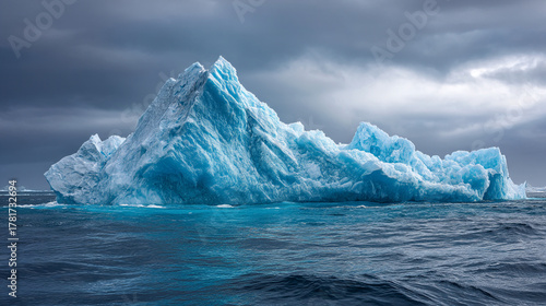 Wallpaper Mural A large iceberg floating in the ocean under a cloudy sky with shades of blue and white colors Torontodigital.ca