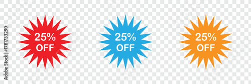25 off discount tag isolated on transparent background .vector illustration. EPS 10 .