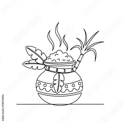 Pongal pot drawing festive tamil harvest celebration art