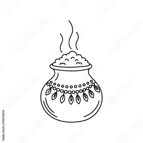 Pongal pot illustration tamil harvest festival