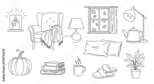 Cozy home decor sketch art