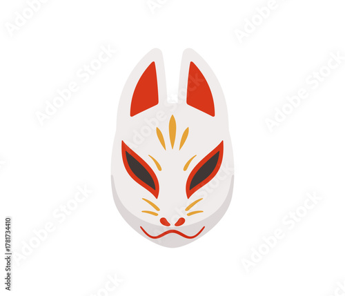 狐のお面,フラットイラスト