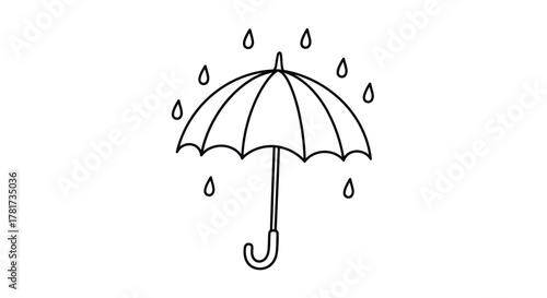 Doodle umbrella in rain