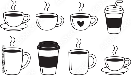 Assorted Coffee Cups Collection for Cafe Menus and Coffee Lovers