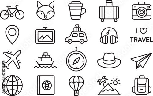 Travel and Tourism Icons Collection for Adventure Seekers and Globetrotters