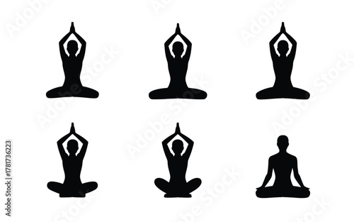 Yoga poses silhouette meditate stretch relax