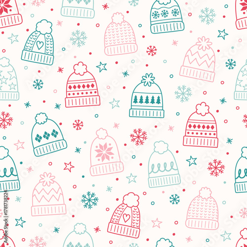 Fotografía Colourful cartoon winter hat background