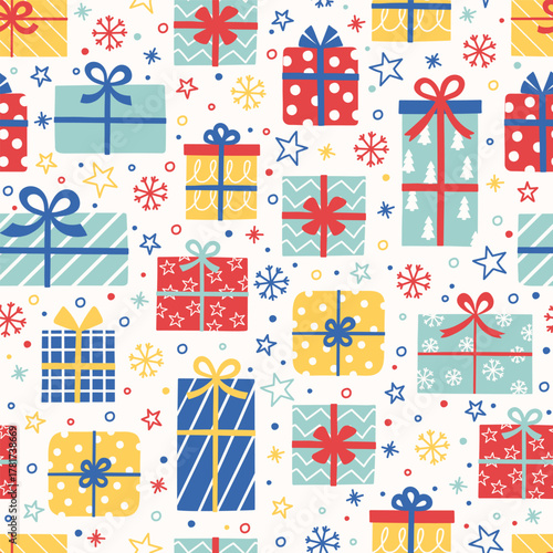 Cuadro en lienzo Cute hand drawn gift boxes background