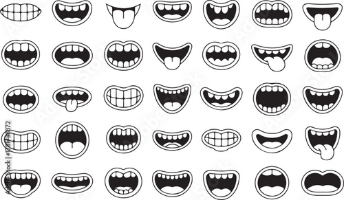 Cartoon Mouth Expressions Open Smile Talking Happy Comic Face Emotion