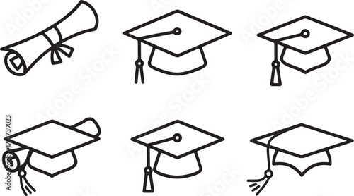 Academic Graduation Cap and Diploma Collection for Higher Education Achievement
