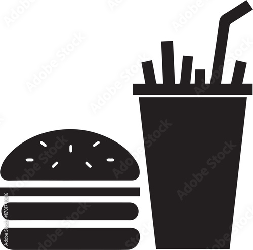 Burger and Fries Vector Illustration | Fast Food Clipart