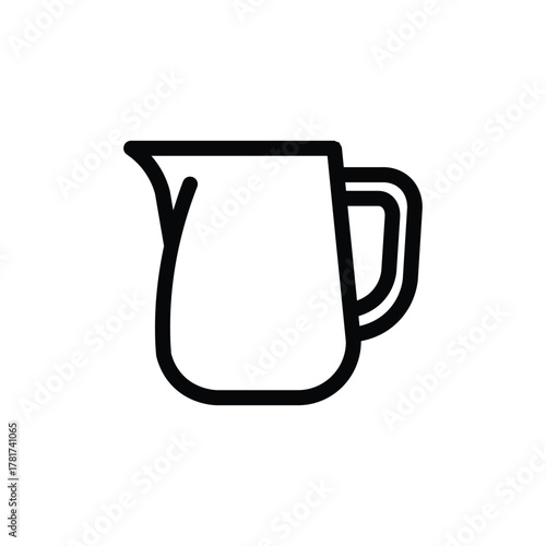 Milk jug line icon, outline illustration of small pitcher for pouring milk or cream, symbolizing cafe service, or coffee preparation tool