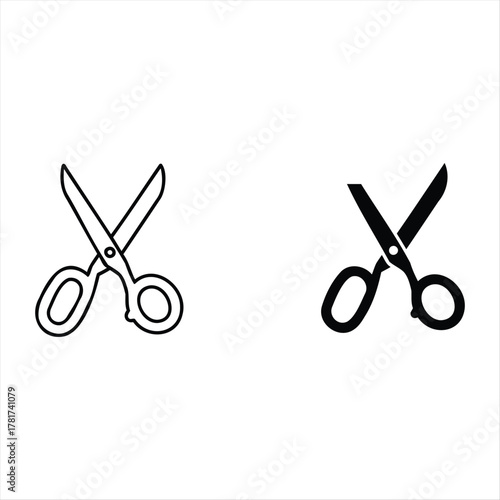 Scissors cutting paper icon illustration