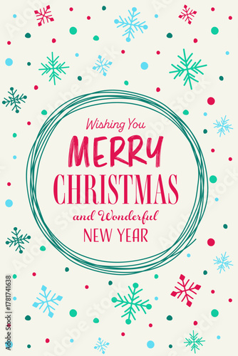 Fotomural Hand drawn Christmas snowflakes