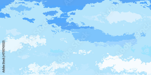 Abstract impressionistic sky with soft blue and white clouds in a painterly style