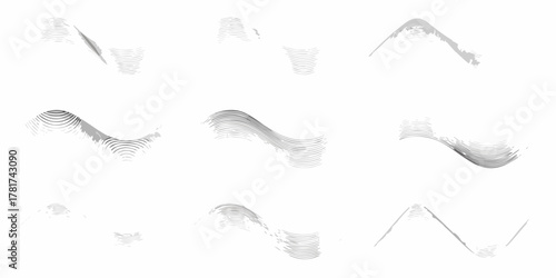 Abstract wave patterns and sound wave graphics in grayscale with textured elements
