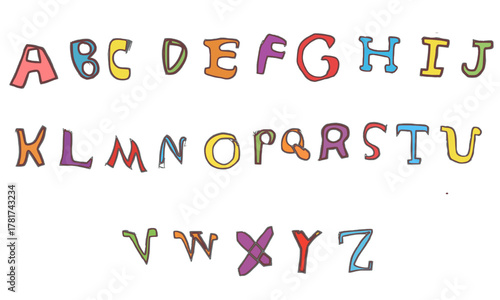 colorful English's alphabet, alphabet A B C D E F G H I J K L M N O P Q R S T U V W X Y Z