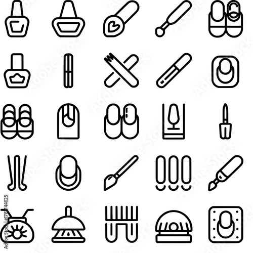 Modern Trendy Nail Art Editable Stroke Line Icon Set for with Clean Pixel Perfect Designs that are Editable Scalable and Ideal for all Creative Web, Apps, Print and Branding Industries