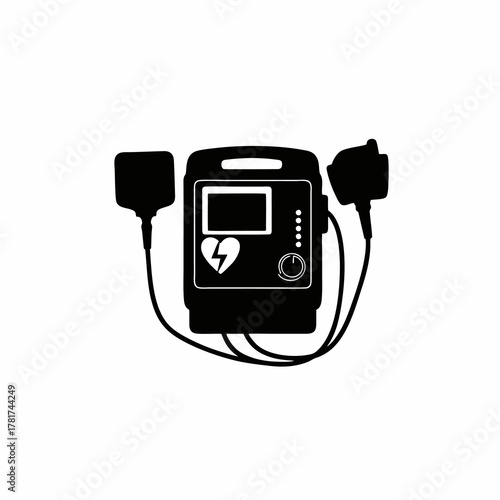 vector silhouette illustration of a defibrillator