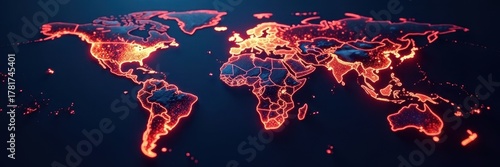 Glowing network lines connecting South America to the world on a digital map , graphic, technology, data