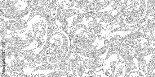 vector traditional paisley seamless pattern on white  background