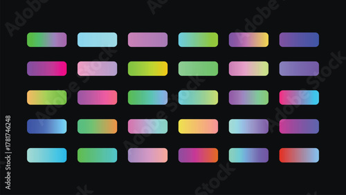 Assortment of colorful gradient rectangles in a grid layout on a dark, contrasting background