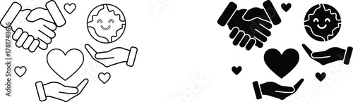 kindness day  icon vector graphic illustration  with white background flat hand made icon fill icon .