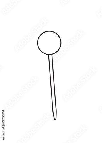 Simple Line Art Icon of a Pushpin