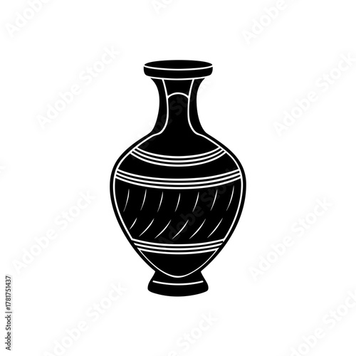 Elegant patterned vase silhouette, classic decorative ceramic art
