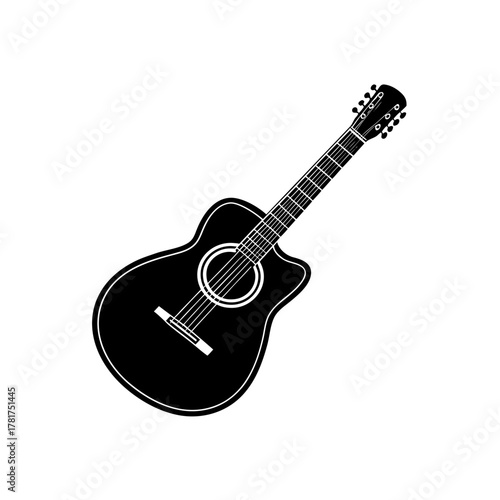 Classic acoustic guitar musical instrument silhouette icon design