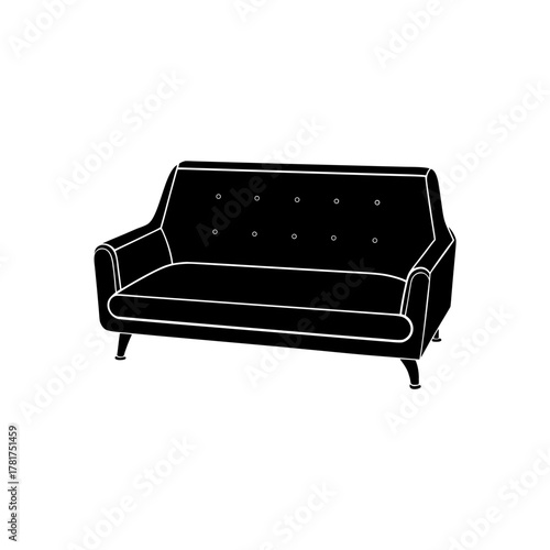 Elegant classic two-seater sofa silhouette with tufted detail