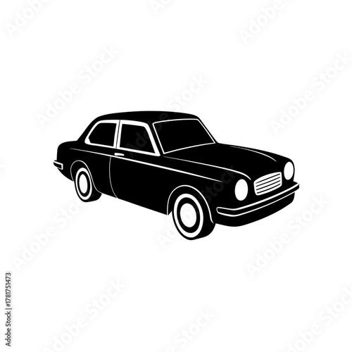 Classic black vintage car outline illustration side view vehicle