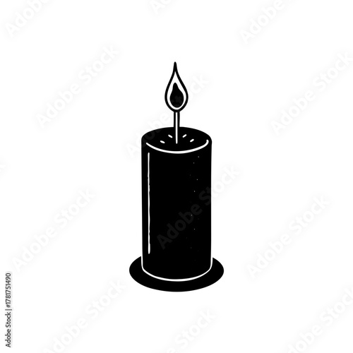 Burning candle icon, simple vector graphic for peace and light