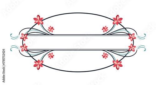 Elegant floral ornamental frame with empty space for text and decorative flourishes.