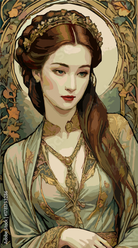Graceful lady with long brown hair