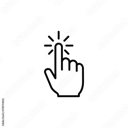 Click Hand Gesture Icon | Tap Pointer Sign | Minimal Line Vector Illustration
