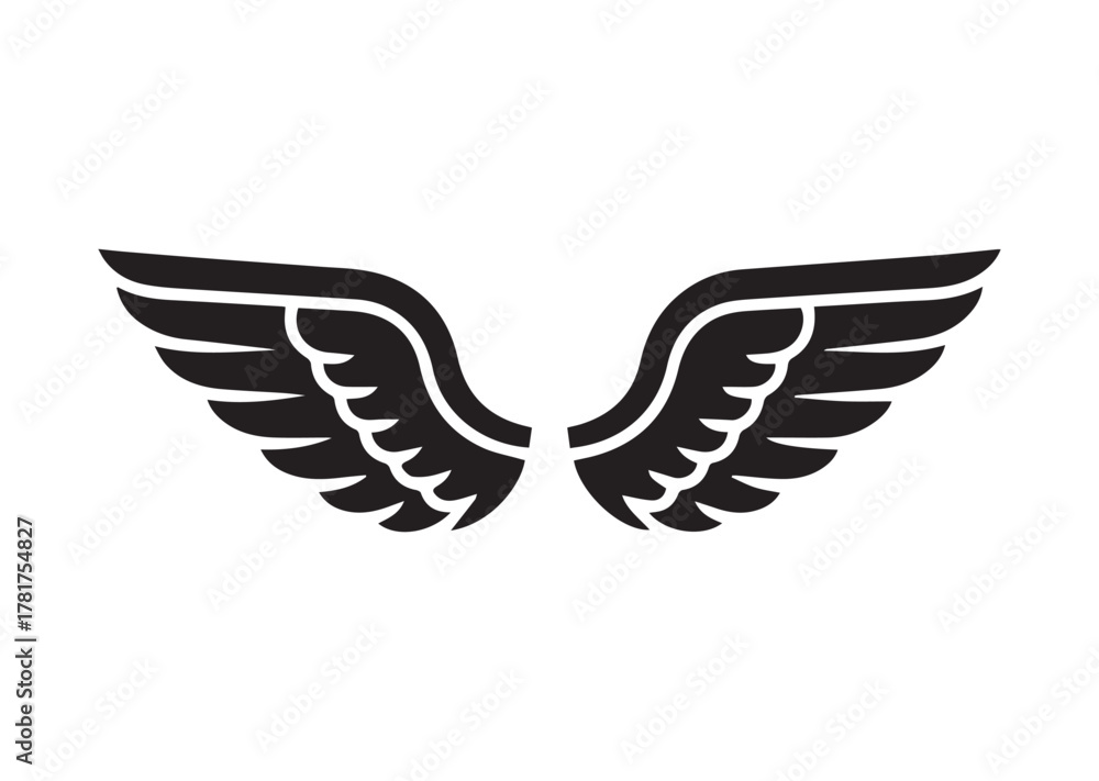 Obraz premium Wing icon, Wing solid vector