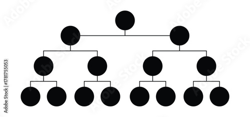 Business tree on circle shapes. vector denoting network. classification icons vector. network structure chart. family tree. office staff position