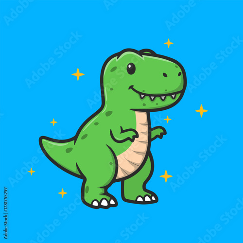 Roaring cute T-Rex vector illustration, a happy Tyrannosaurus predator icon for child assets.