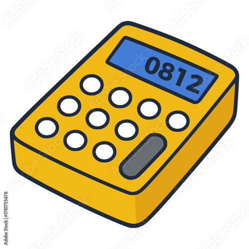yellow calculator counting calculation tool flat color vector illustration template design