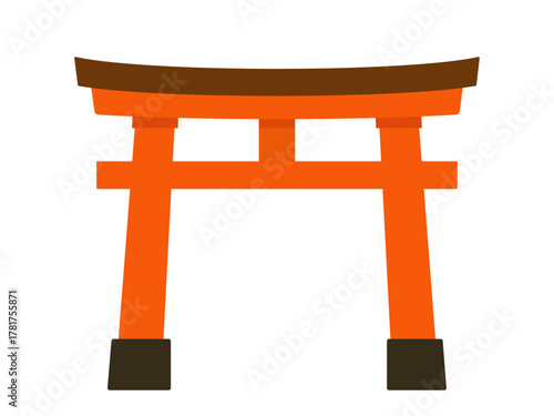 ミニマルフラットな日本の神社の鳥居イラスト