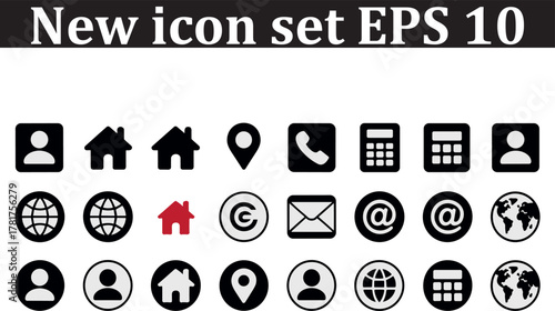 Web icon set. Business card contact information icons. Contact us icon set.icon, web, address, buttons, contact, information, mail, network, signs, social, support, message, website, collection, 