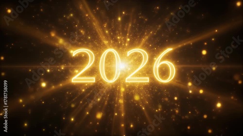 Golden 2026 year number animation for festive holiday celebration