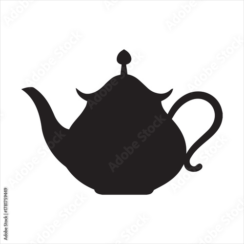 tea pot icon, stylish tea pot black silhouette vector illustration