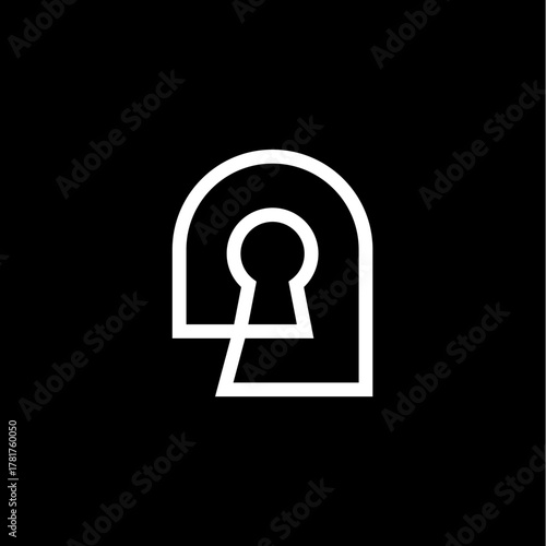 key hole niche door window arch logo vector icon illustration