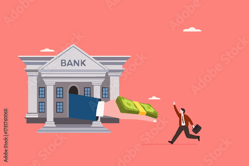 business loan, Bank offer money loans for business capital with an agreement, restore business financial stability using bank loans, businesswoman owner receives a business capital loan from the bank